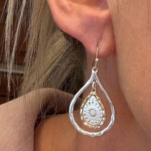 Source Unknown Silver and Gold Teardrop Earrings